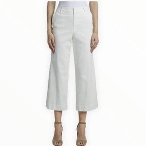Jones New York Chinos Pants Riley Cropped White Wide Leg Cuffed m size 2